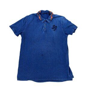 SEAN JOHN Vintage Snake Collar Polo Shirt Mens 3XL Embroidered Short Sleeve Blue